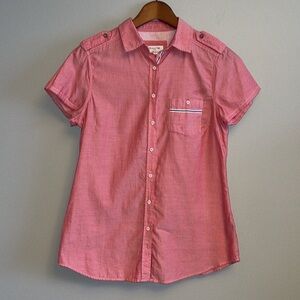 MASSIMO DUTTI | 100% Cotton Short Sleeve Military Button Down Shirt- sz S/M